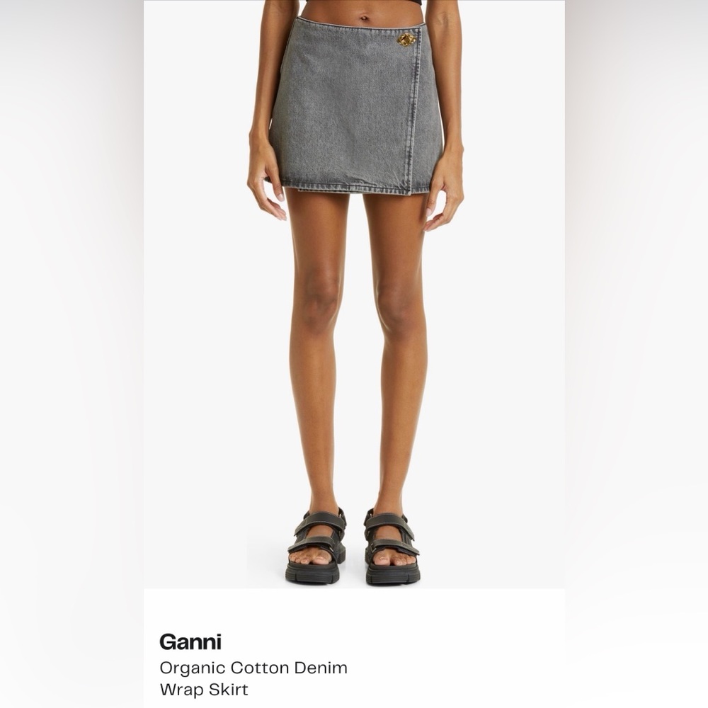 Ganni Charcoal Denim Wrap Skirt